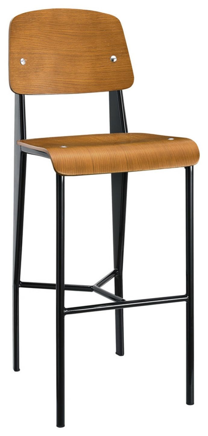 Bar chair with backrest made of wood and stainless steel bar stool bar chair design
