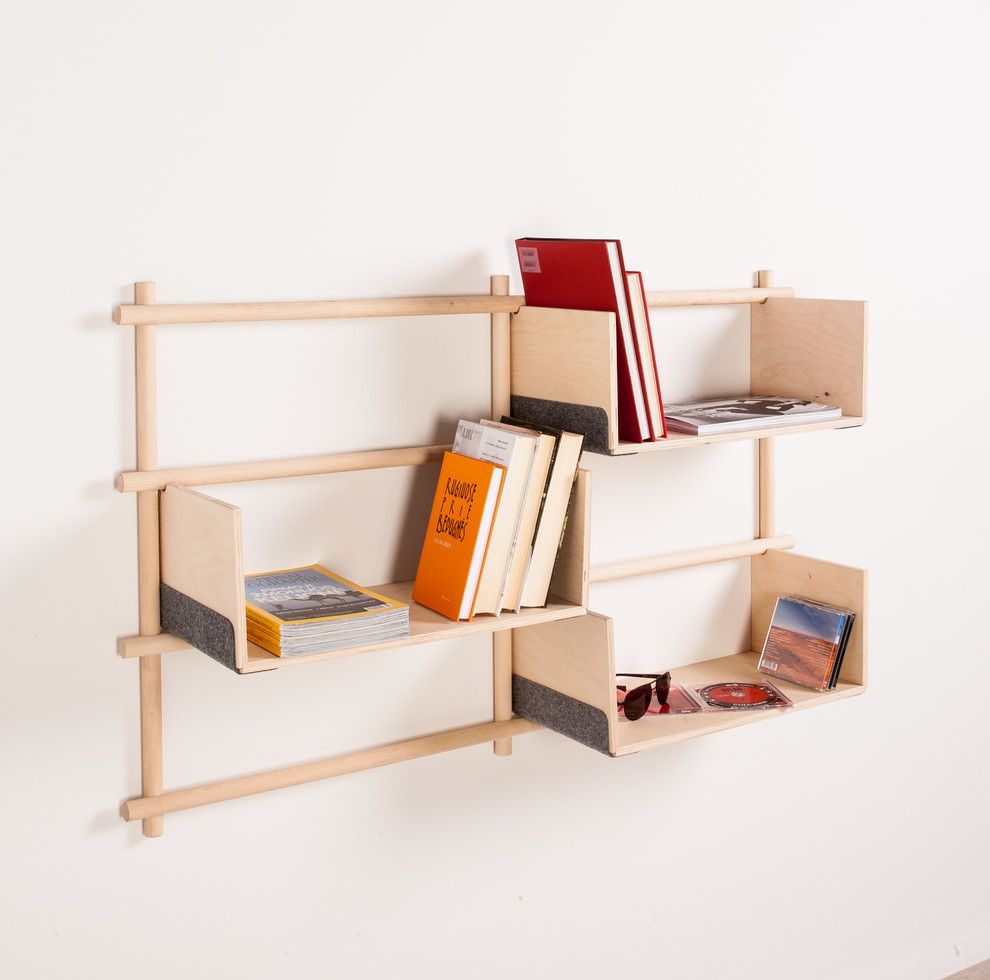 Bookcase Scandinavian wood wall shelf-bookcase design