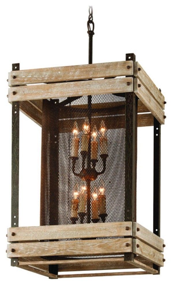 Ceiling lamp candles industrial wood design hanging lamp