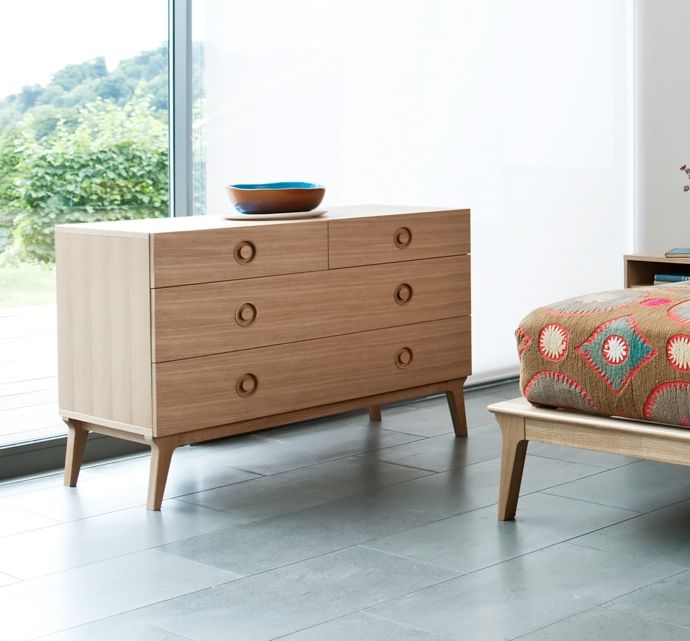 Designer chest of drawers made of oak in retro style dressers