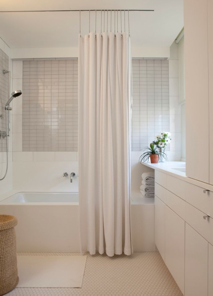 Elegant white bathroom shower curtain design