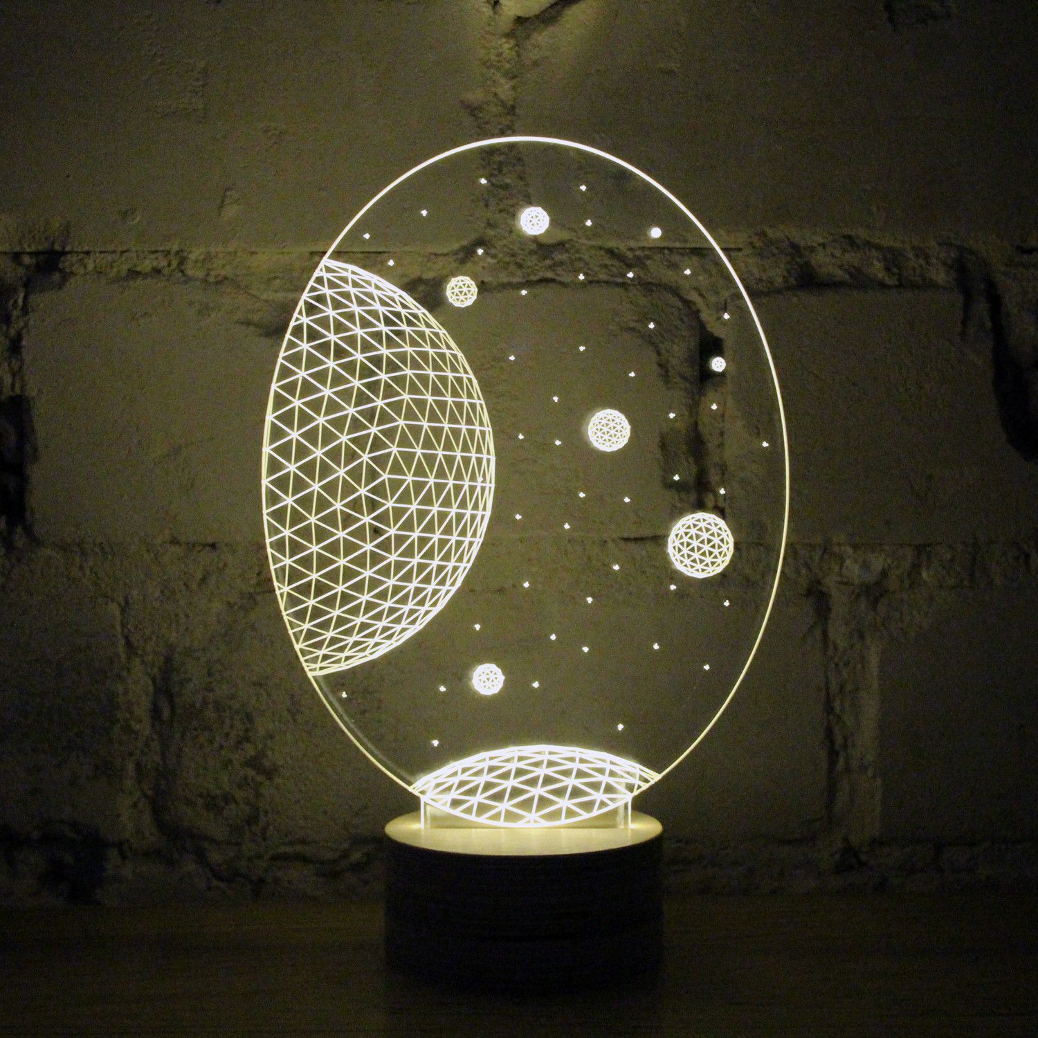 Galaxie plexiglass table lamp 3D effect bulbing