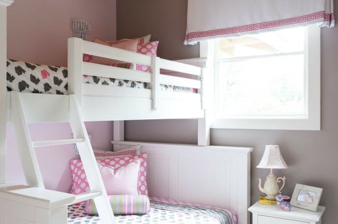 Loft bed in white and pink nursery ideas