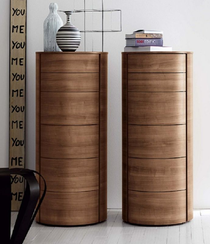 High chest of drawers with round shaped chests of drawers