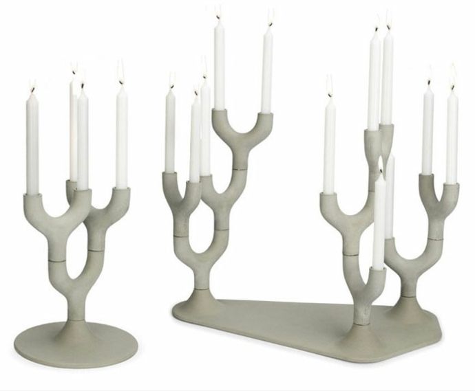Candles Candlestick white decoration made of concrete