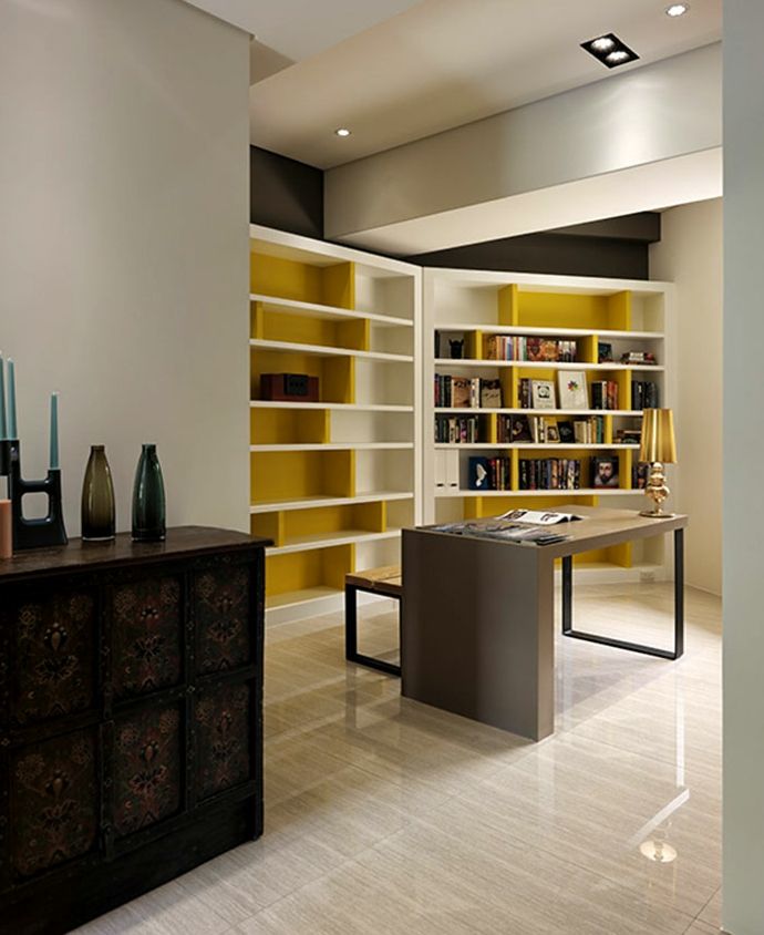 Kommode Kerzenhalter Dekoration Holztisch Einbaustrahler Gelb Weiß-Luxus Designer Möbel