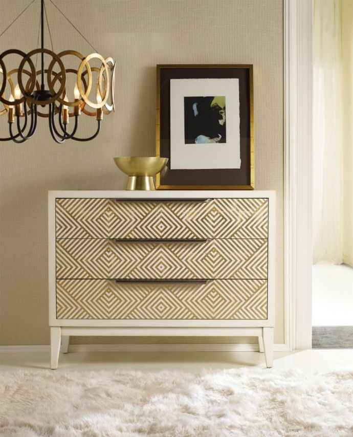 Dresser with gold accent chests of drawers