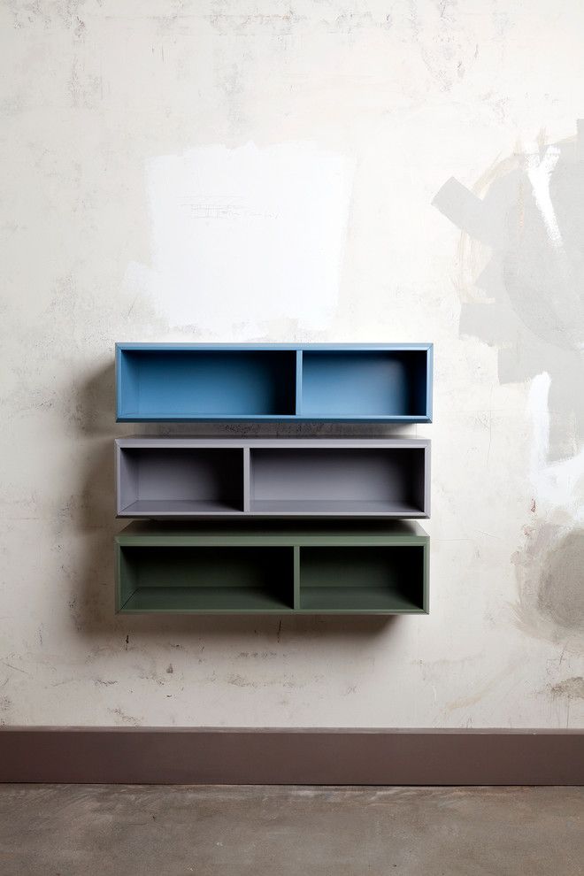 Rustic horizontal wall shelf ideas modern blue green gray bookcase design