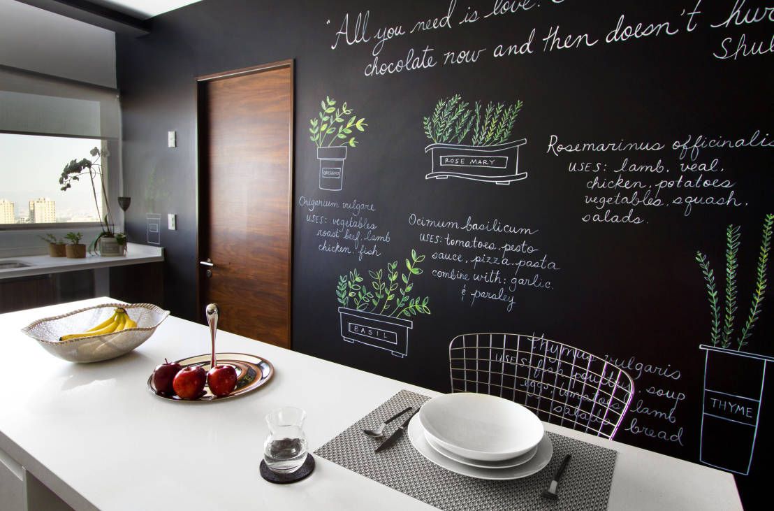 Wohnideen Küche Moderner Stil Weiß Tafelwand Küchentafel Einrichtung modern-Küchen Ideen