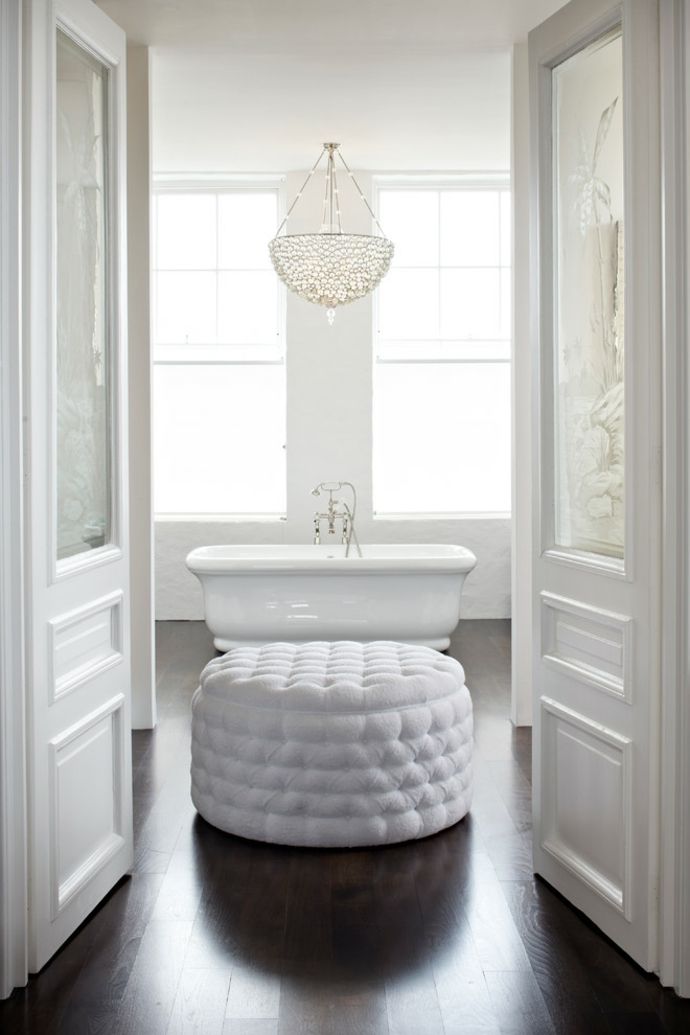 Lush bathroom in white-contemporary chandeliers for the living room