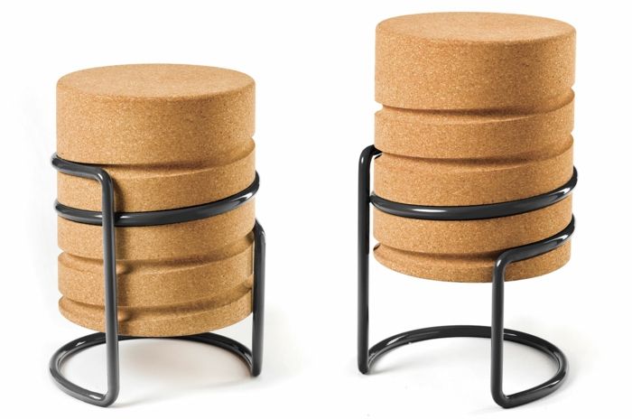 Eye-catching seating made of cork-cool, innovative modern living accessory, designer seating furniture, stool made of cork