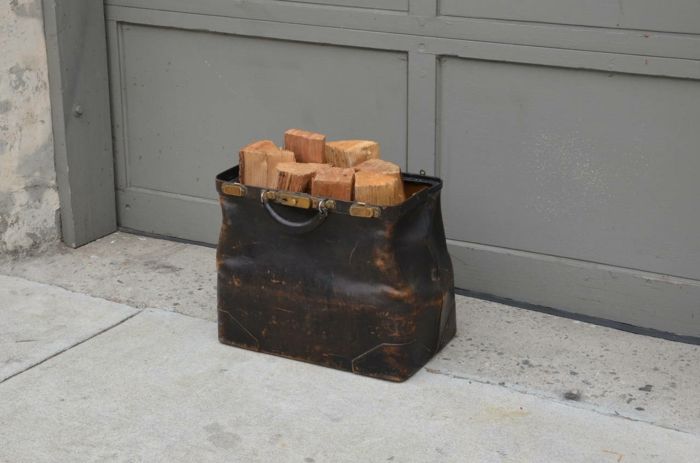 Unusual storage idea for firewood-wood storage firewood firewood firewood storage ideas unique leather bag antique