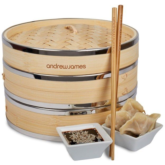 Bamboo steamer for healthy food-kitchen gadgets Asian dishes preparation