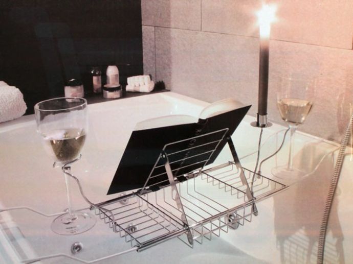 Buchstütze Glashalter Kerzenhalter-Badewannenablage aus Metall