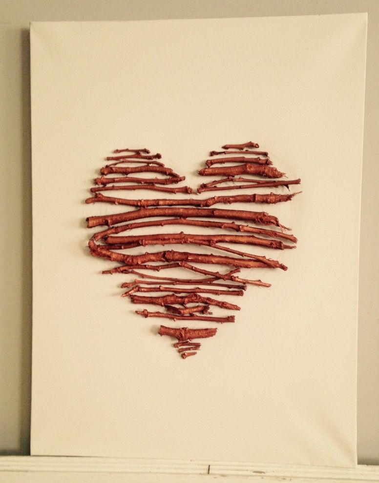 DIY heart shape made from wooden sticks- Valentine's Day interior decor