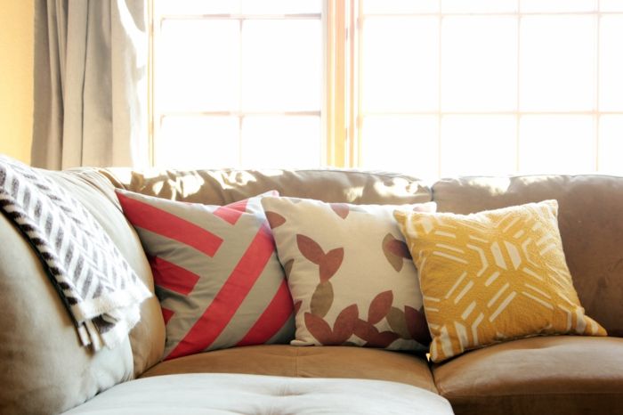 Decorative pillows in different warm colors-sofa cushions