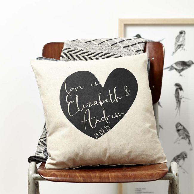 Throw Pillow with Name and Date-Valentine's Day Gift Ideas