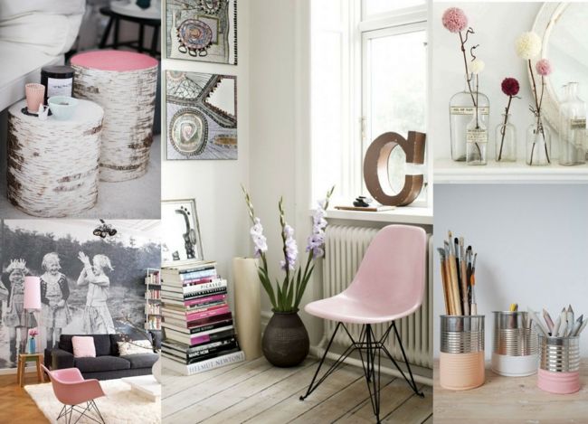 Dekoration für Wand und Zimmer in weiß und rosa-möbel design