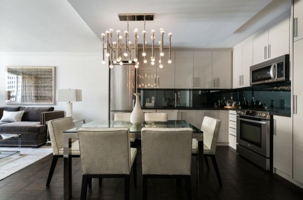 The chandelier emits sparkling light-chandelier crystal living room dining room kitchen designer lush