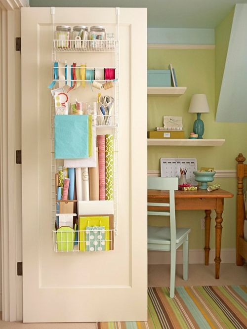 Use the inside of the door for wrapping paper organization-storage idea small room tidying up accessories organization system