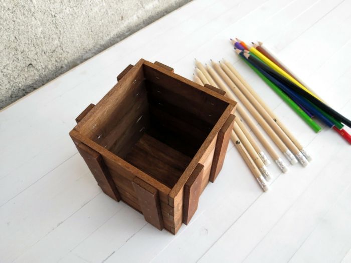 The products are made of linden wood - pen boxes pen holders