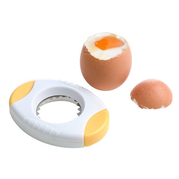 Eierköpfer in Weiß und Gelb-Eieröffner Eierschale Küchenzubehör Küchenhelfer