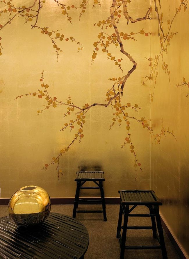 A room with golden walls through modern wall design-modern-deco-wall-wallpaper