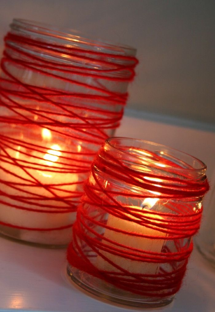 Einmachglas Kerzen Basteleien-Deko Ideen zum Valentinstag