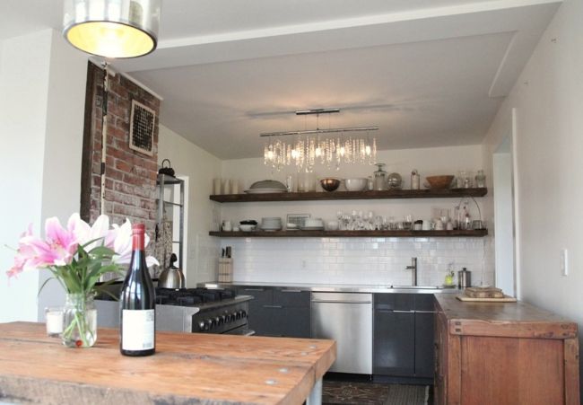 Eklektische Küche mit rustikalen Elementen-Eklektische Wohnung Vintage rustikal
