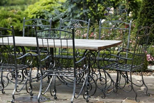 Eleganter Gartenmöbel-Set aus Schmiedeeisen-Gartenmöbel-Set Schmiedeeisen Stahl Materialwahl Gartentisch Gartenstuhl