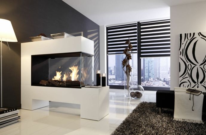Effective electric fireplace-ethanol stove