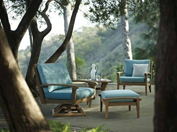 Outdoor furniture set made of teak with vintage set. Weatherproof teak balcony furniture