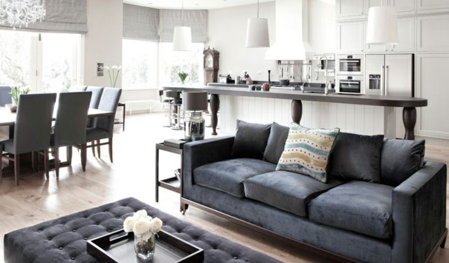 Gepolstertes Sofa auf Metallkufen-Modernes geräumiges Esszimmer-Sitzecke Küche Ideen