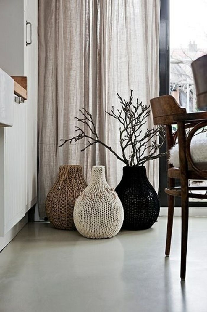 Knitted cover-decorative floor vases in contemporary design
