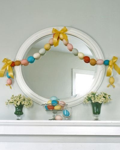 Garland of colorful eggs decoration Easter