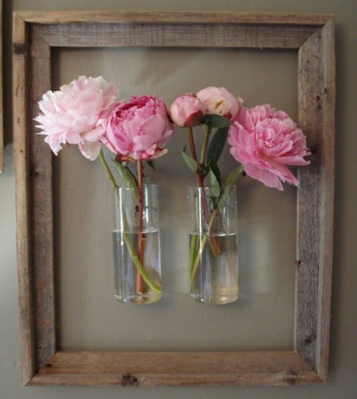 Glass vases in a wooden frame-Modern ideas for vases DIY