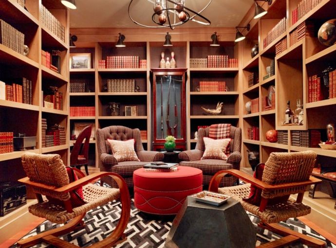 Home library shelving system reading corner-living room Modern