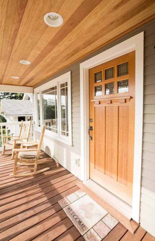 Light front doors have a subtle and flush front door made of wood
