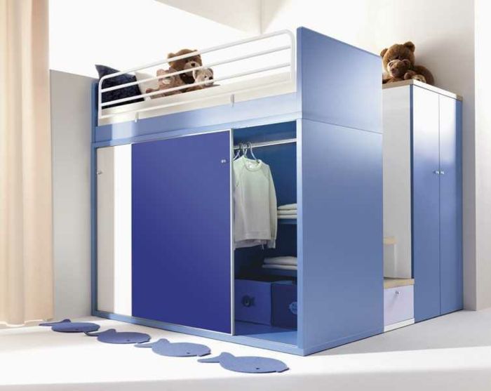 Loft bed in blue for the small gentleman’s children's room Feng Shui loft bed furniture