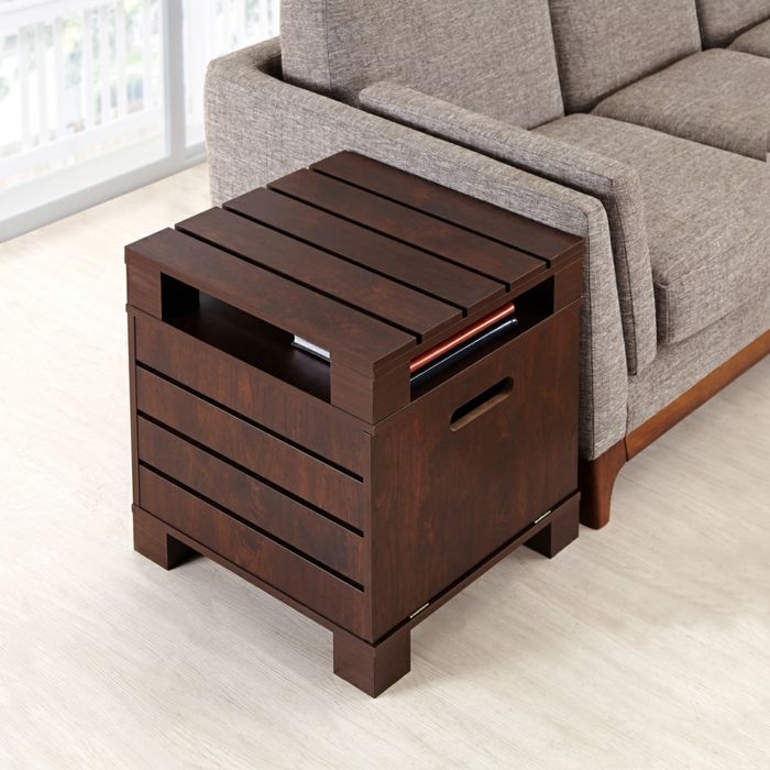 Wooden table cube modern side table living room