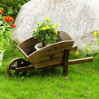 Wooden trolley for your garden-garden decoration item