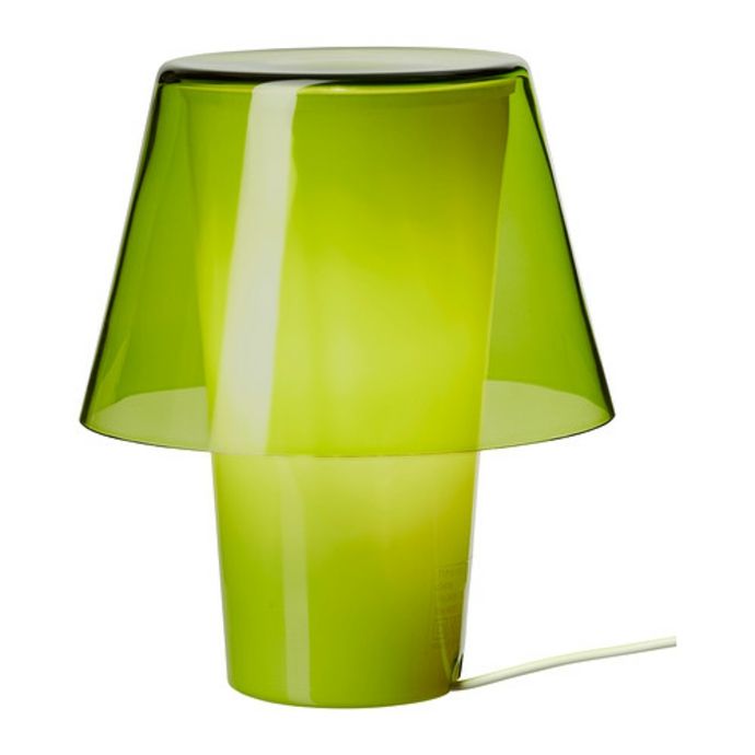 Ikea Gavik Small table lamp made of frosted glass in green-modern lamps