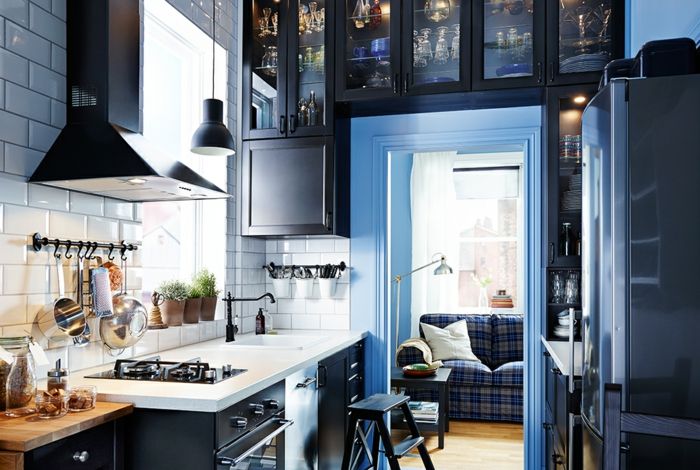 Ikea modernes Küchensystem Aufbewahrung-Küchenregale mit Glastüren