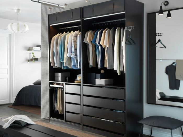 Ikea open storage men’s bedroom-high quality wardrobes for the bedroom