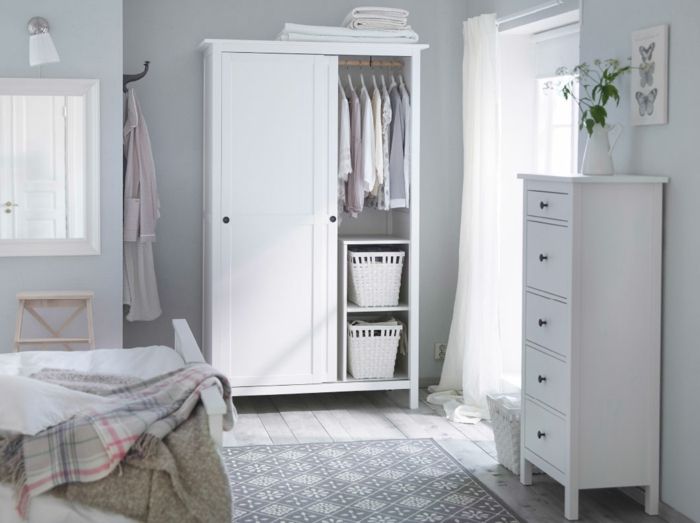 Ikea weiße Garderobe mit Schiebetüren Shabby Chic-Hochwertige Kleiderschränke für das Schlafzimmer