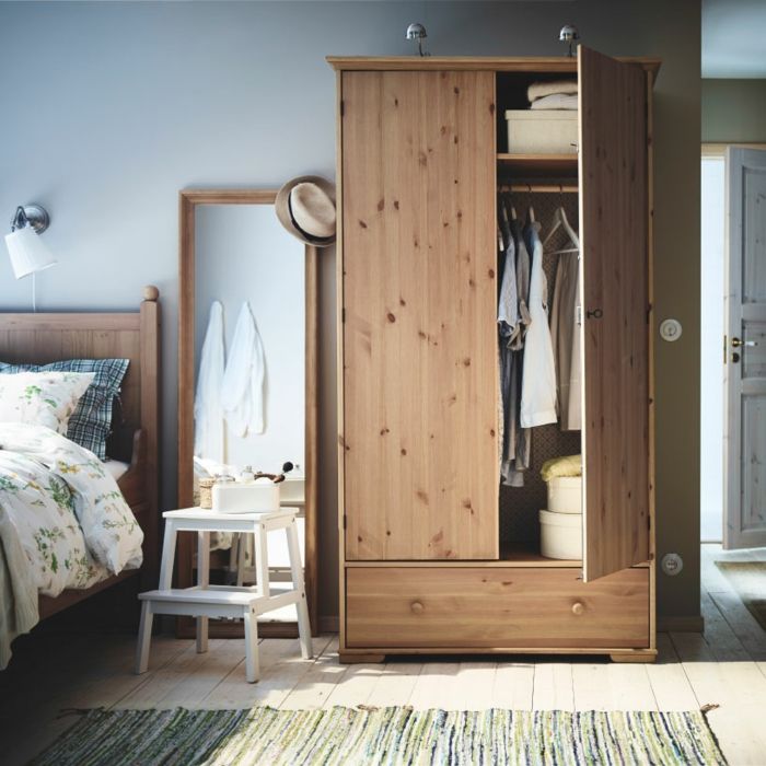 Ikea zweitürige Garderobe aus Holz Landhausstil-Hochwertige Kleiderschränke für das Schlafzimmer