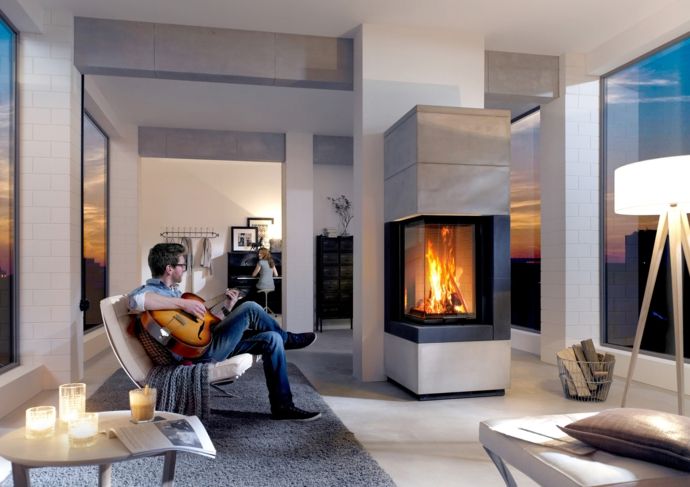 Fireplace kit in luxury home bioethanol fireplace