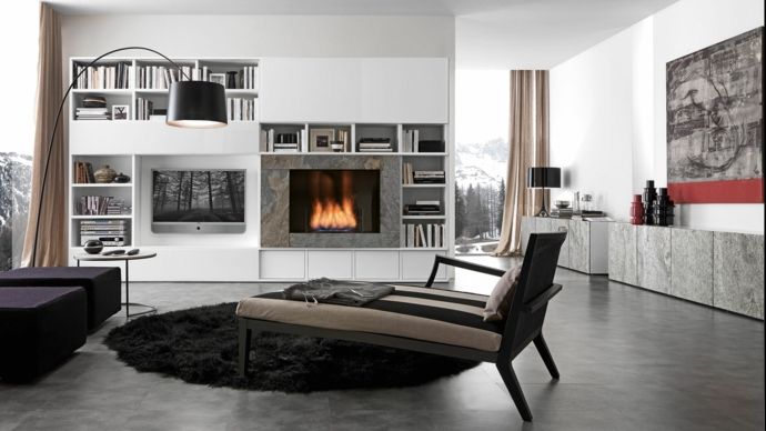 Fireplace system in the integrated cabinet bioethanol fireplace