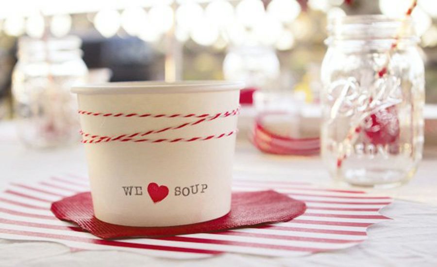 Small paper cups with inscription- Festive Cups Red White