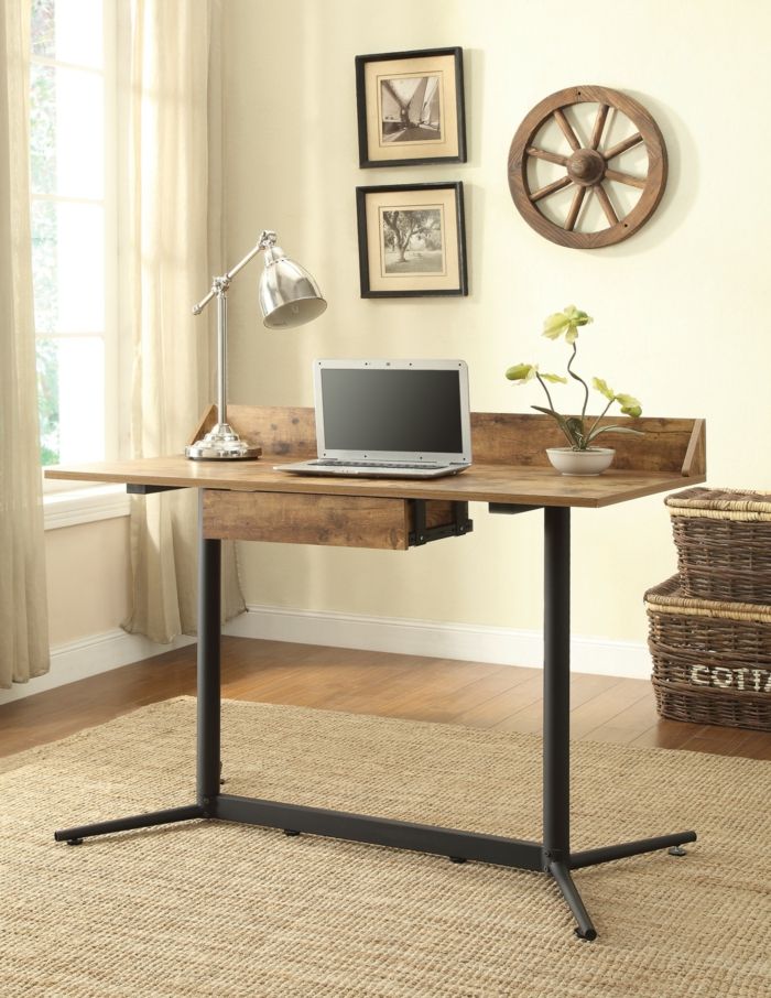 Compact desk in industrial style home office office furniture industrial simple vintage desk ideas